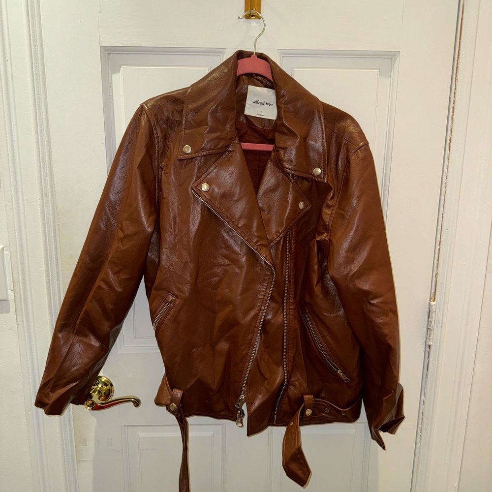 Wilfred brown faux leather jacket, barely worn. Oversized size S